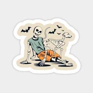 human and dog halloween retro Sticker